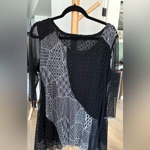 Papa Vancouver Asymmetrical Patchwork Lagenlook Tunic Top - XL